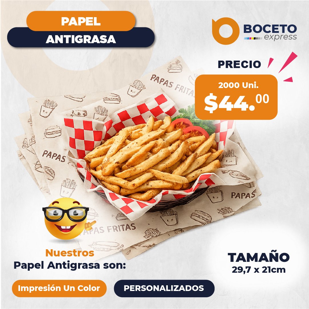 Papel Antigrasa 29,7x31 full color