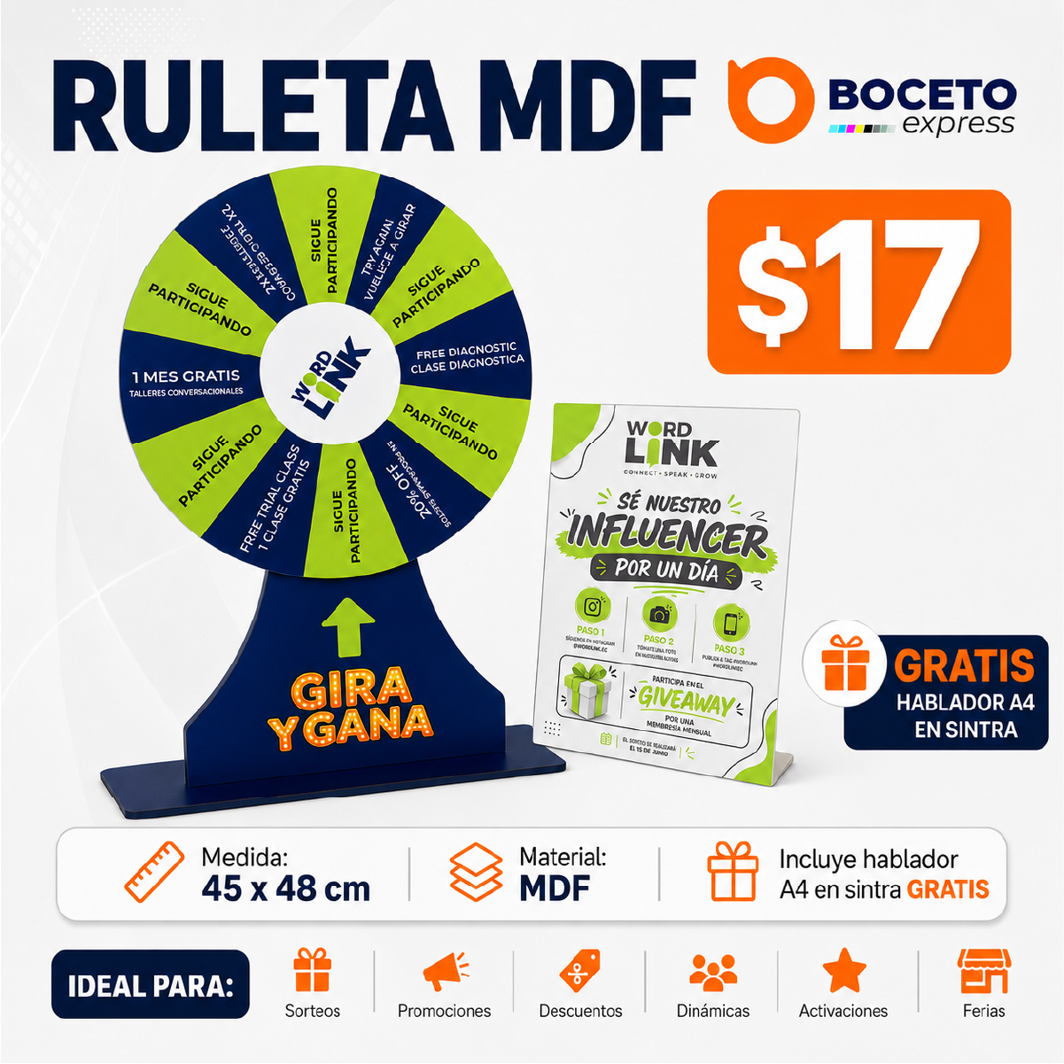 Ruleta Publicitaria MDF de mesa