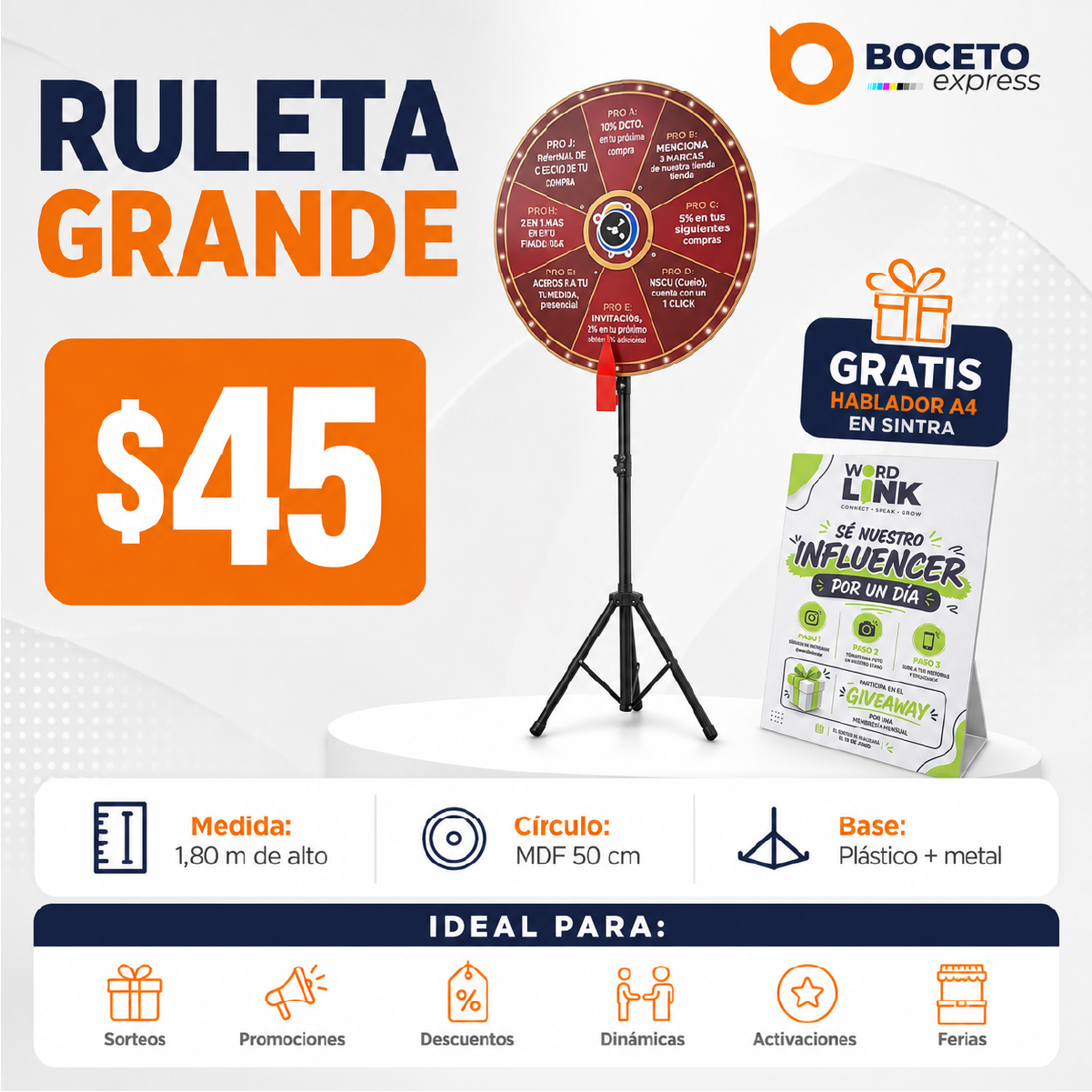 Ruleta Publicitaria Grande con base de piso