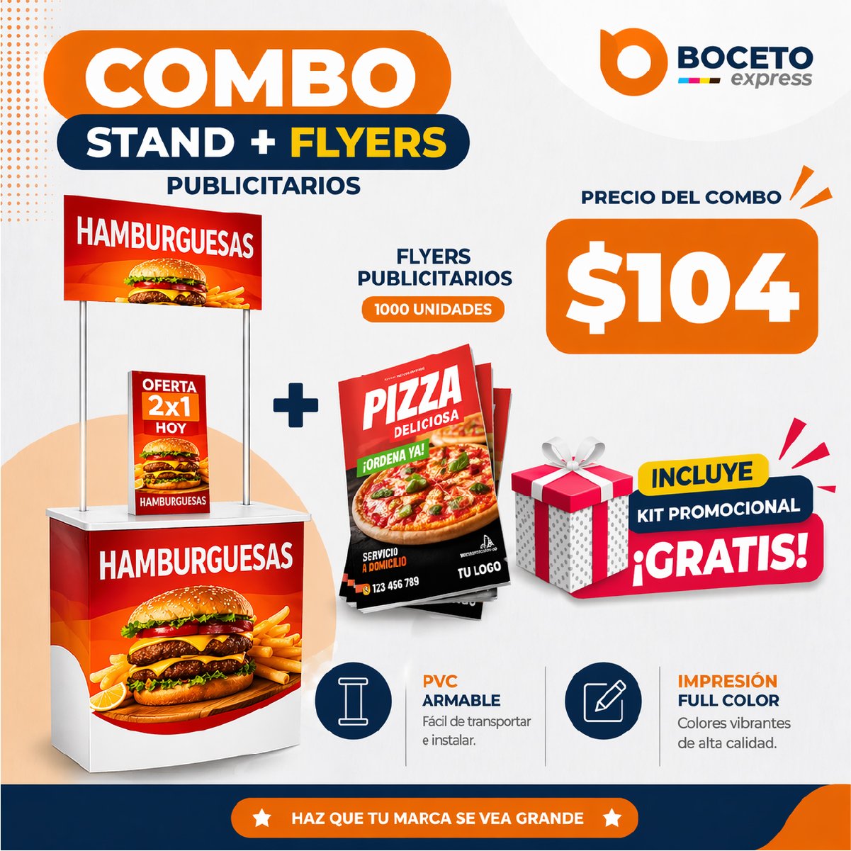 Combo Stand + Flyers Publicitarios